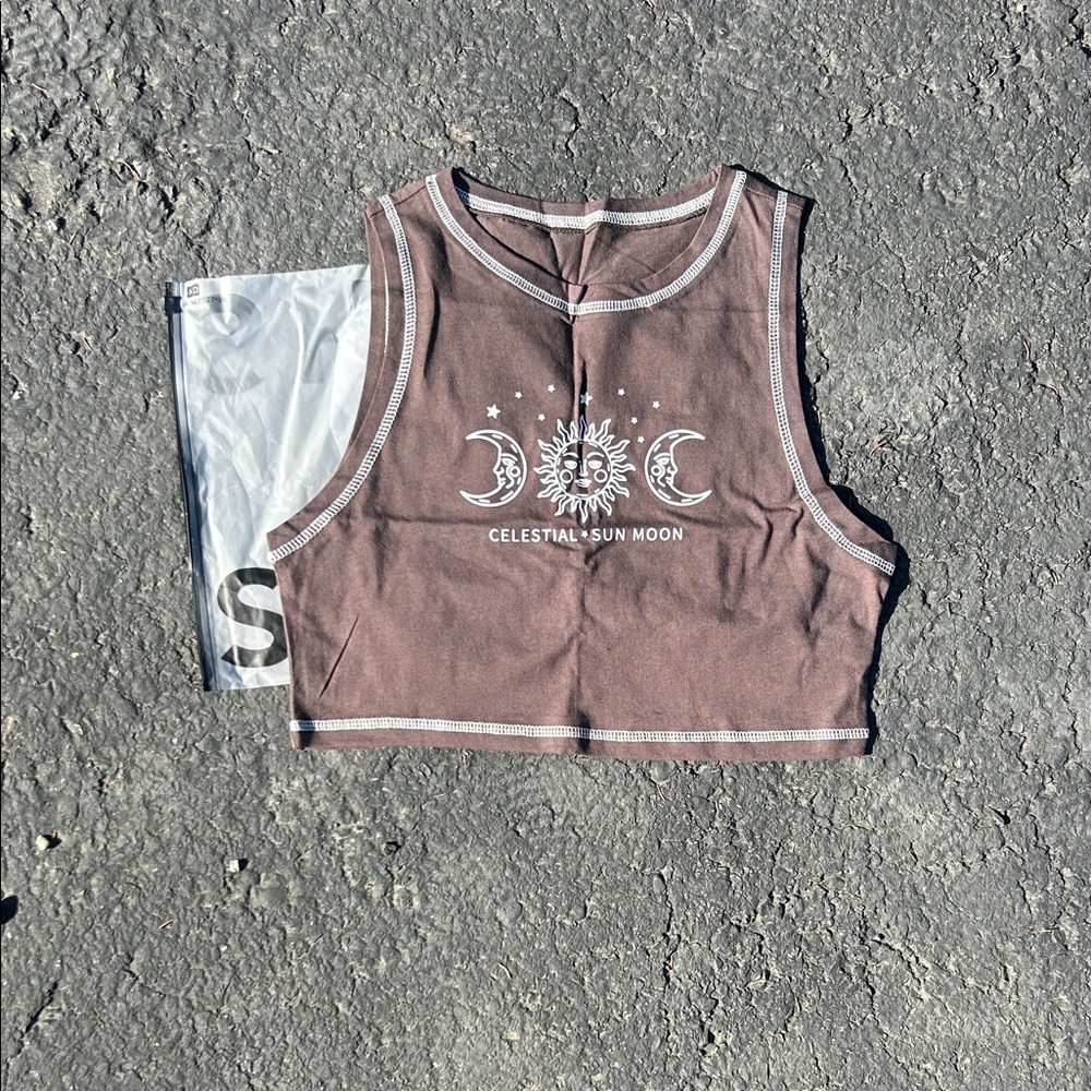 SHEIN Brown Celestial Crop Top